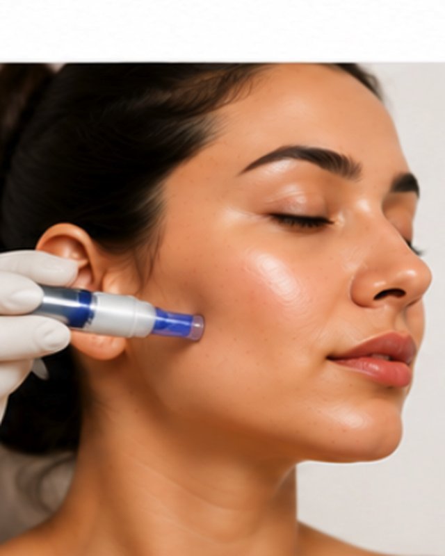 Close view of skin texture and pore size